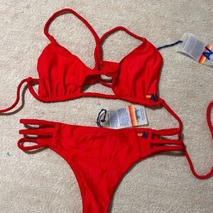 Red Bikini Set with Logo